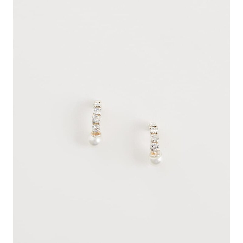Kingsley Ryan cubic zirconia and faux pearl drop stud in sterling 115491637