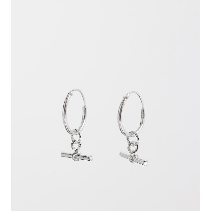 Kingsley Ryan T-bar charm hoops in sterling silver 115409230