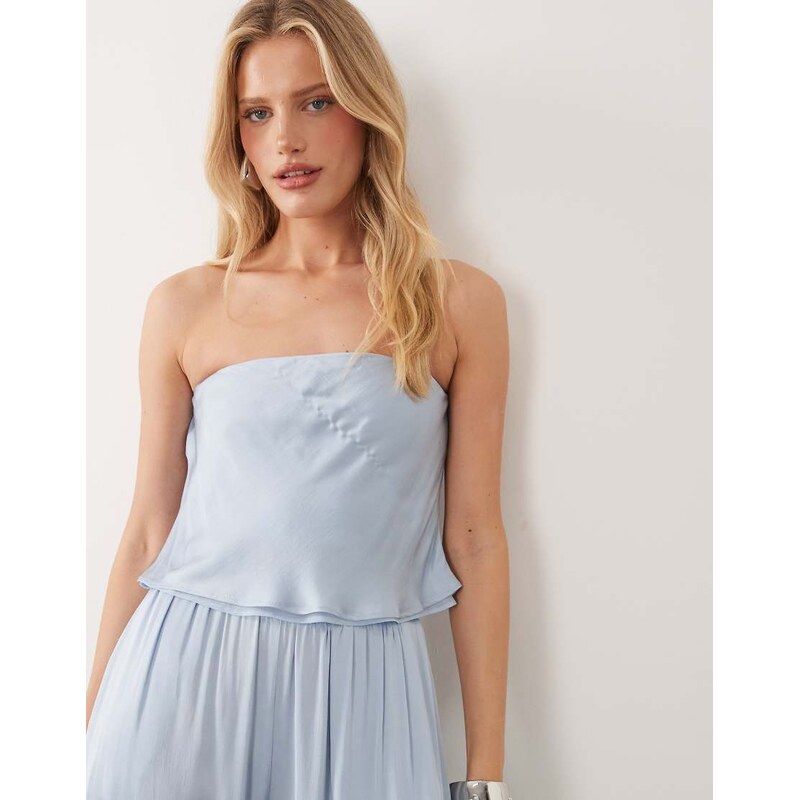 Mango Azur flowy bandeau top co-ord in pastel blue 115409280
