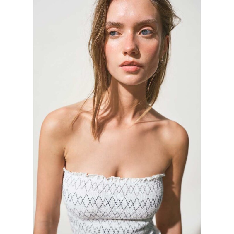 Mango Teen shirred embroidered strappy cami co-ord in natural 115388890