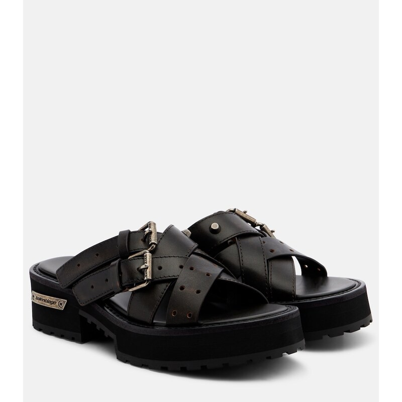 Balenciaga Venom leather platform mules