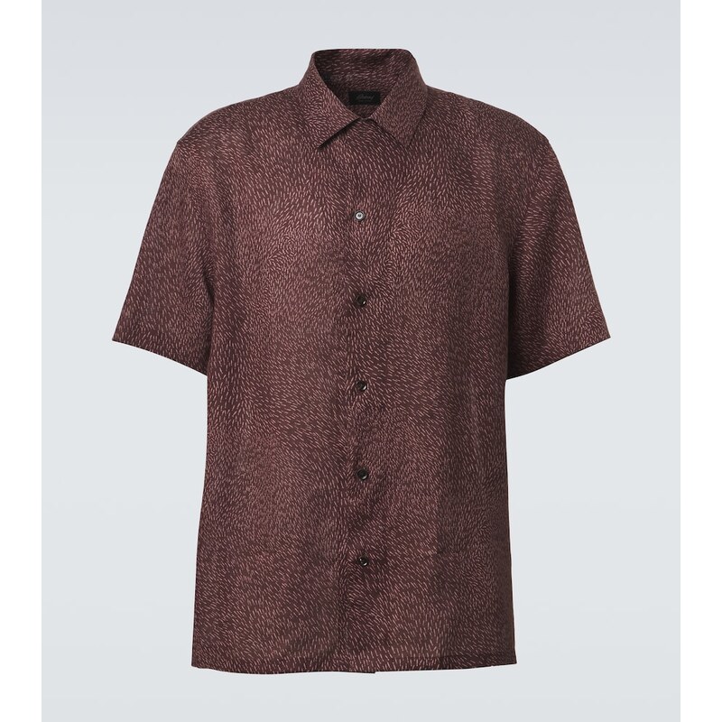 Brioni Printed linen bowling shirt