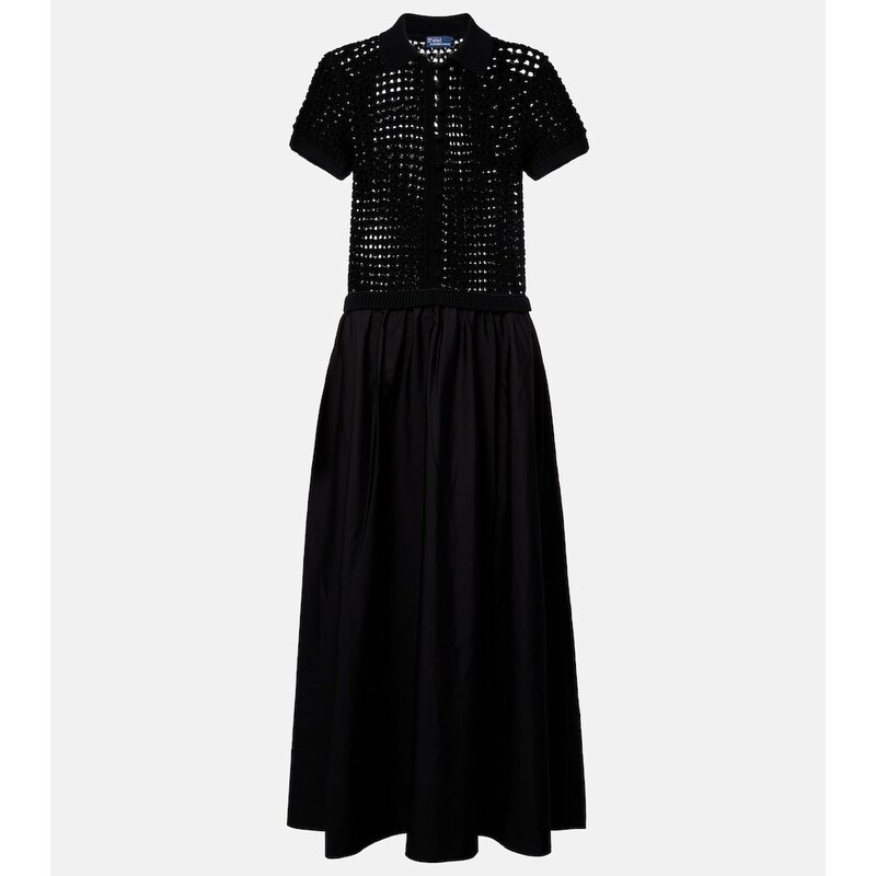 Polo Ralph Lauren Crochet-trimmed cotton poplin midi dress