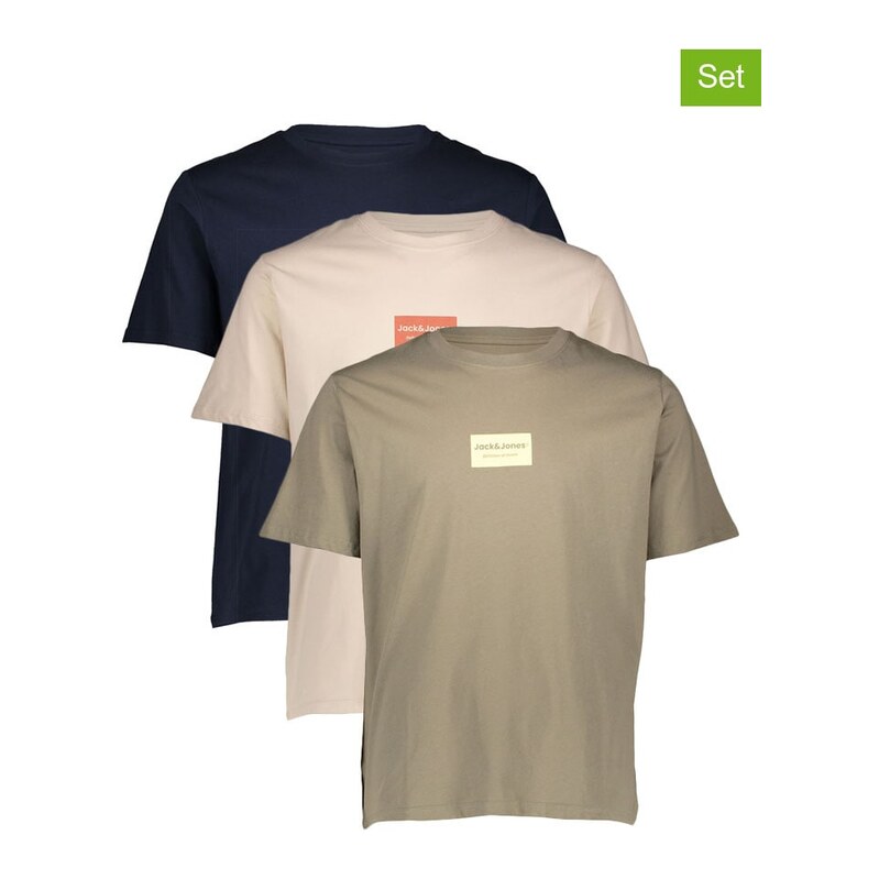 Tričko Jack & Jones Dunkelblau/ Beige/ Khaki 5792436