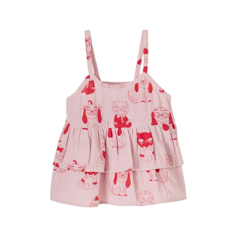 Mini Rodini Minibabies printed ruffled cotton top
