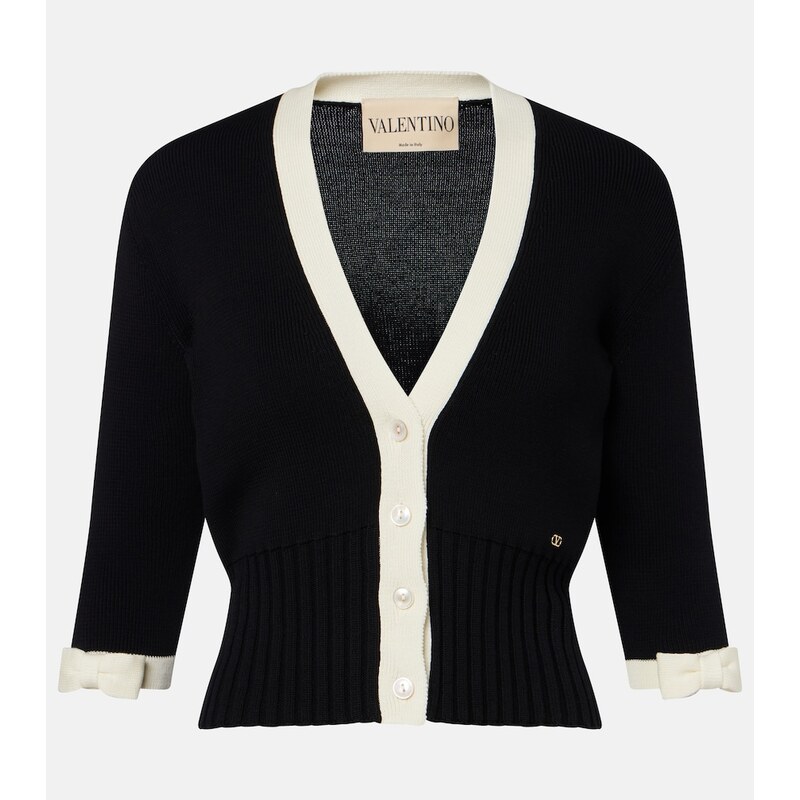 Valentino Bow-detail cotton cardigan