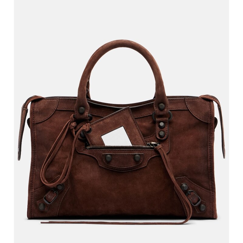 Balenciaga Le City Small suede top-handle bag