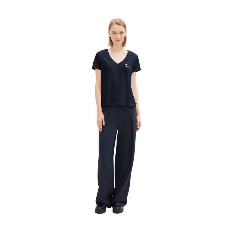 Tričko TOM TAILOR Denim Dunkelblau/ Weiß 6391390 115350704