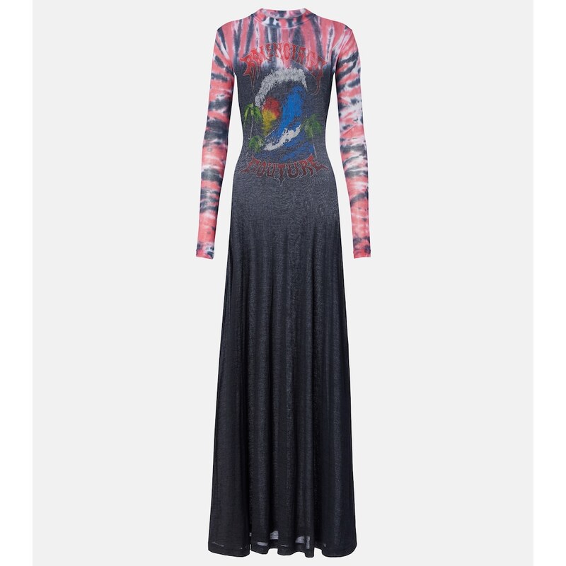 Balenciaga Printed tie-dye cotton-blend jersey maxi dress