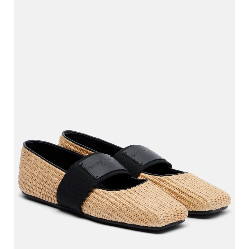 Baleríny Givenchy Sliced Square Mary Jane flats v barvě natural