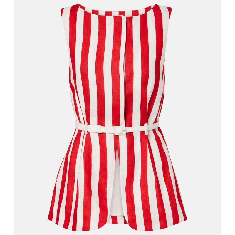 Posse Pamela belted striped linen vest
