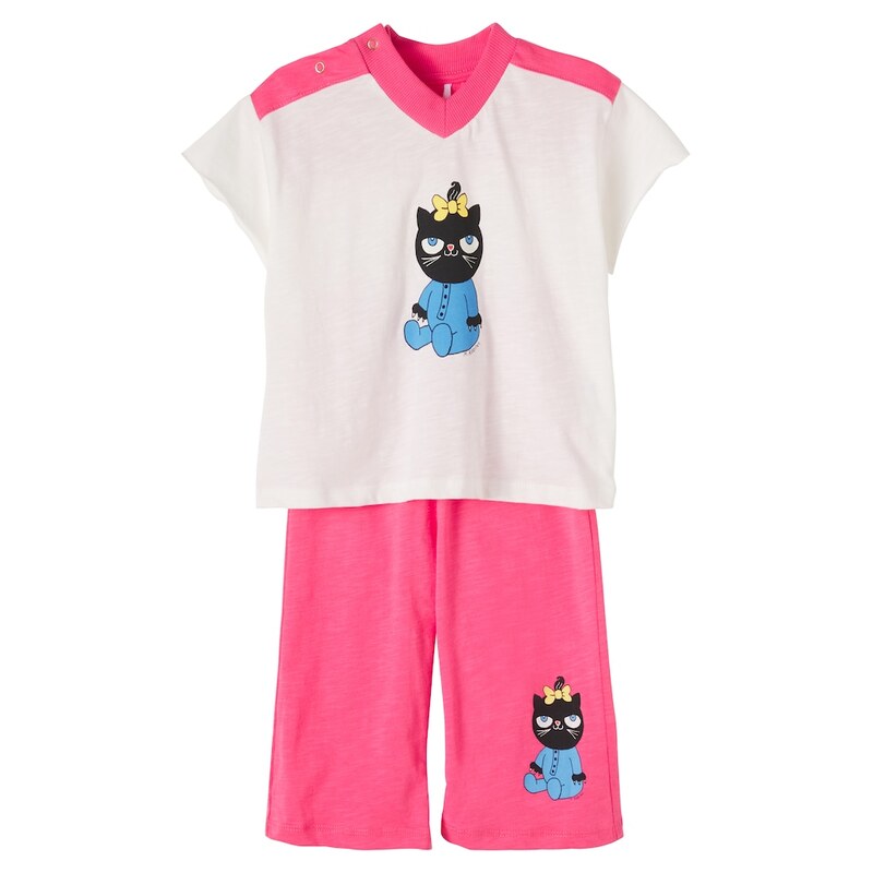 Mini Rodini Baby Cat printed cotton top and pants set