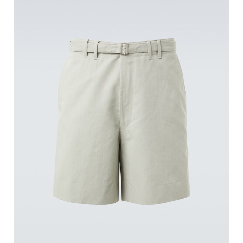 Stòffa Belted cotton and linen shorts