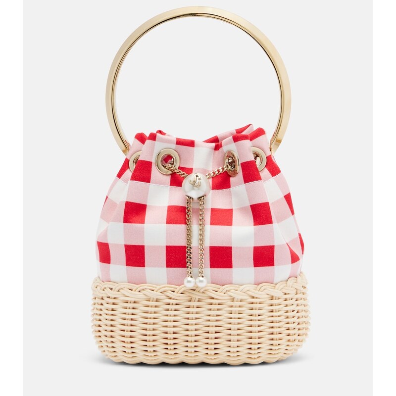 Jimmy Choo Bon Bon Small gingham bucket bag
