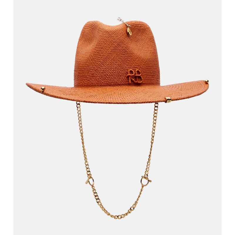 Ruslan Baginskiy Chain-detail straw fedora