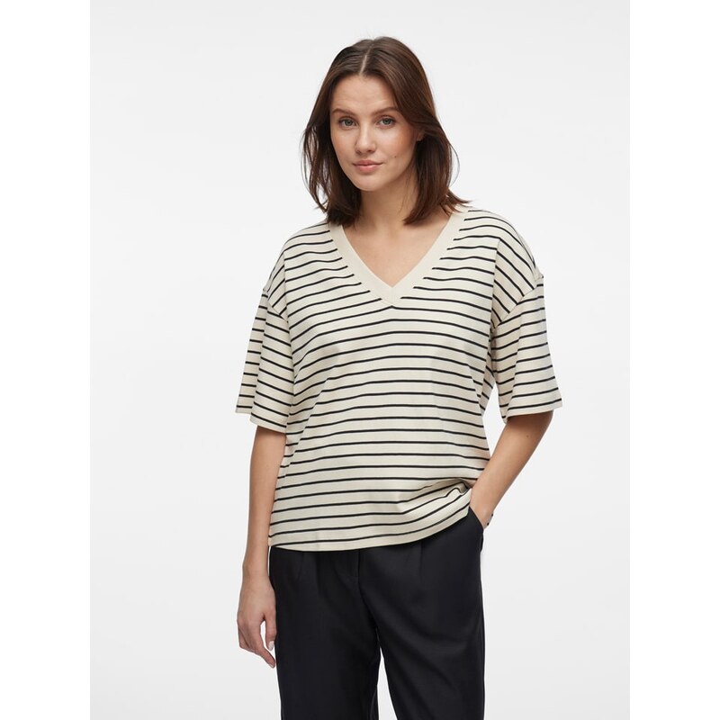Tričko Vila Creme/ Schwarz 8081170 115351484
