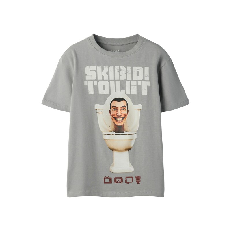 NAME IT Tričko NKMarvis Skibidi béžová / šedá / světle šedá /