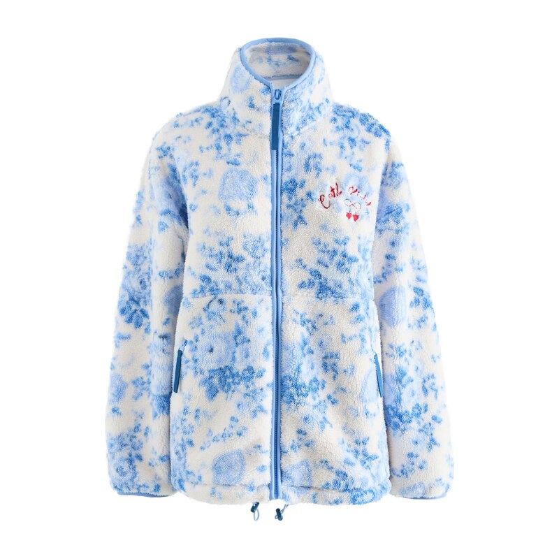 Cath Kidston Fleecová mikina světlemodrá / bílá