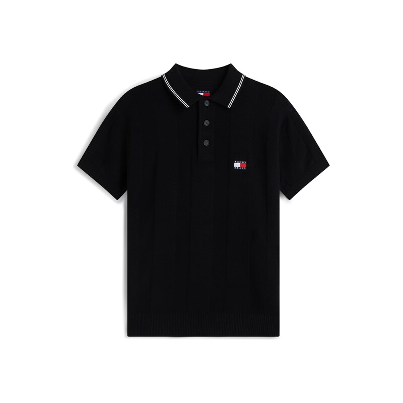 Tommy Jeans Svetr černá / bílá
