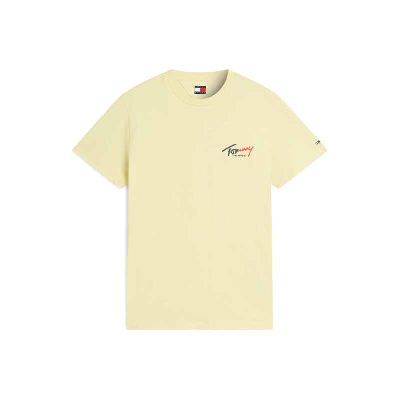 Tommy Jeans Tričko Signature Logo Slim tmavě modrá / pastelově