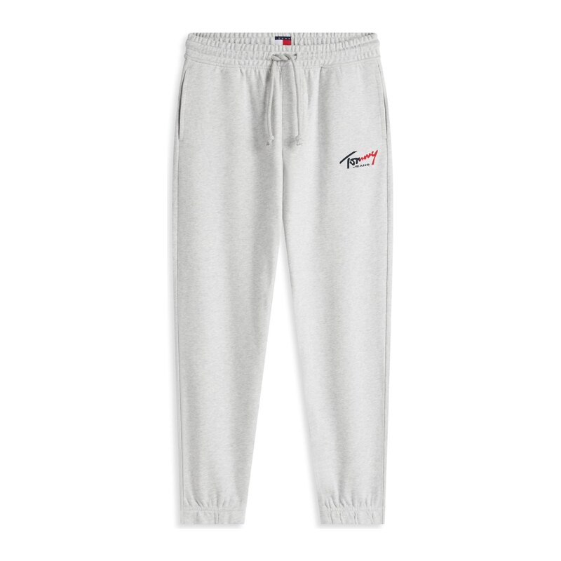 Tommy Jeans Kalhoty Signature Logo Cuffed světle šedá