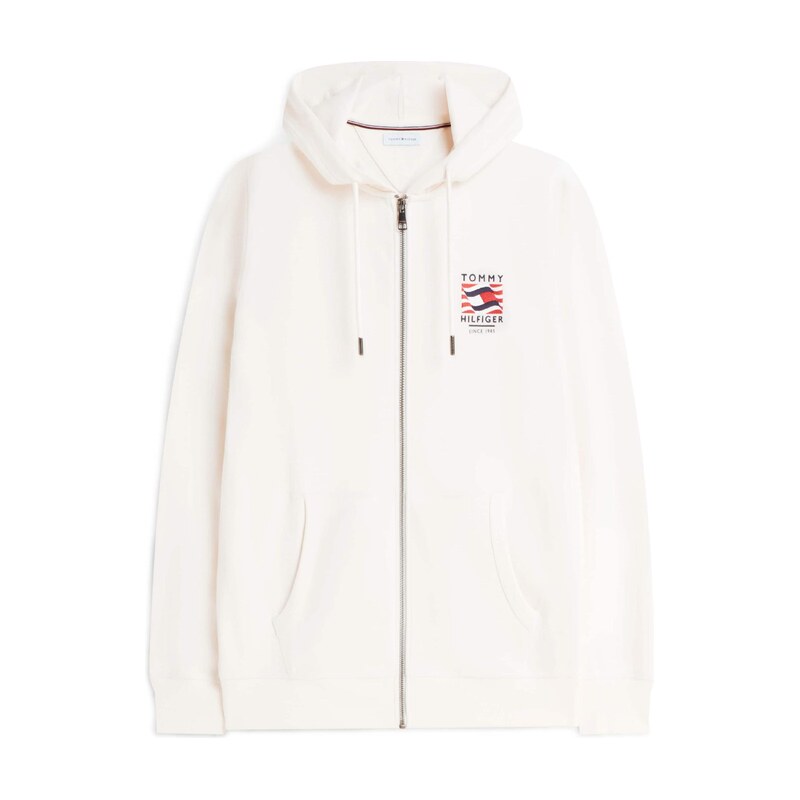 TOMMY HILFIGER Mikina slonová kost / námořnická modř / červená