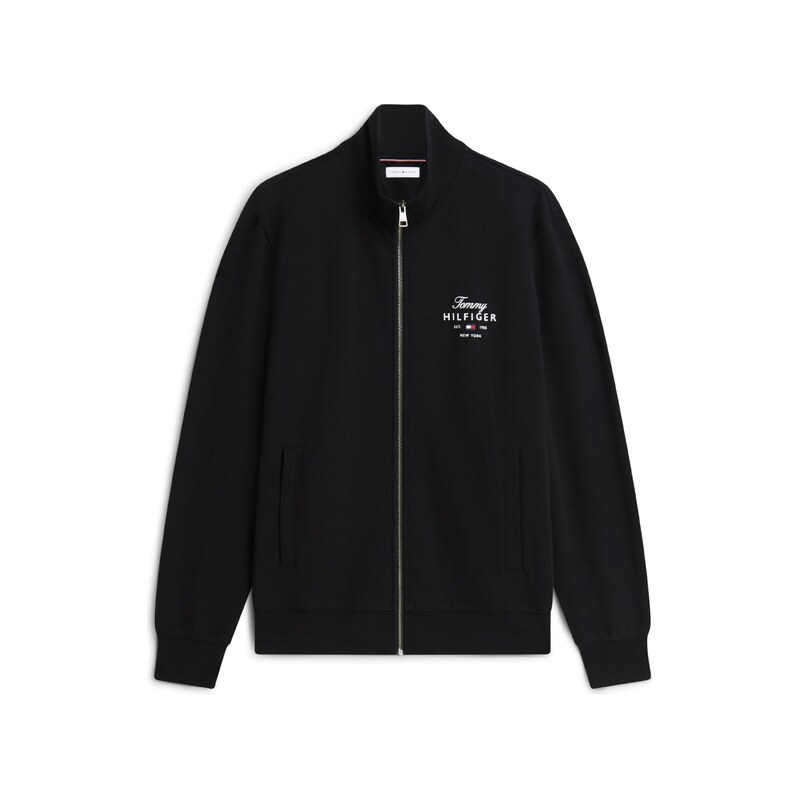 TOMMY HILFIGER Mikina Logo Zip-thru černá / bílá