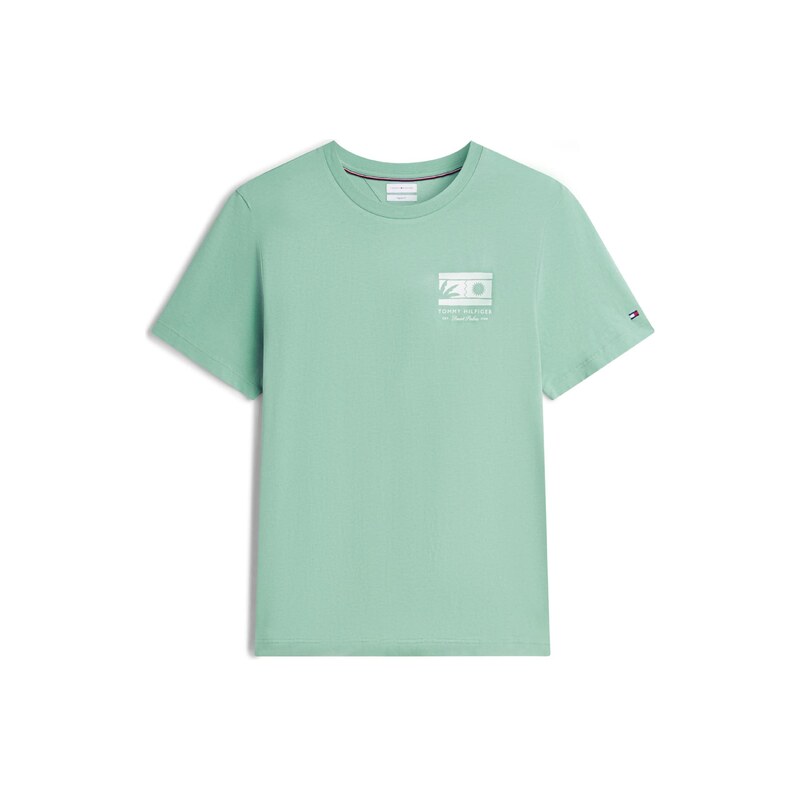 TOMMY HILFIGER Tričko Logo Graphic světle zelená / bílá