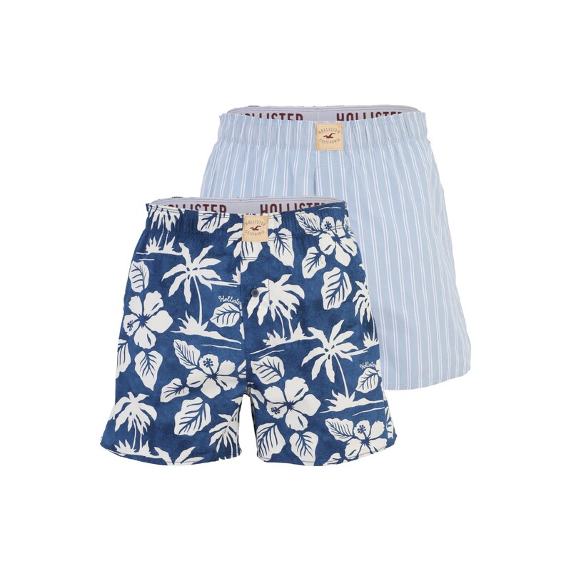 HOLLISTER Boxerky námořnická modř / světlemodrá / bílá