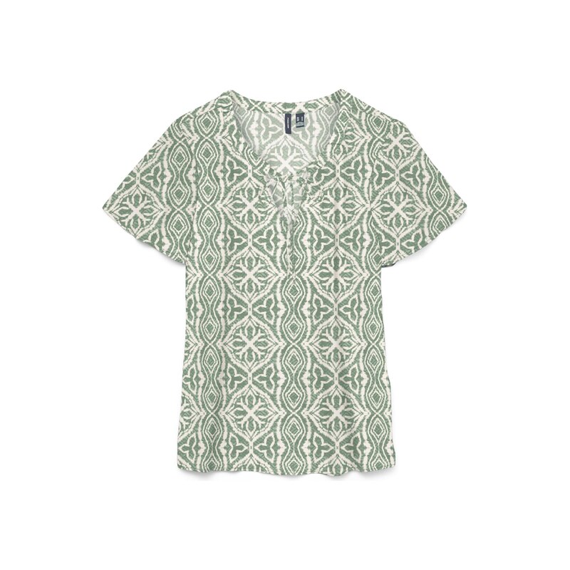 VERO MODA Halenka VMMENNY pastelově zelená / tmavě zelená / bílá