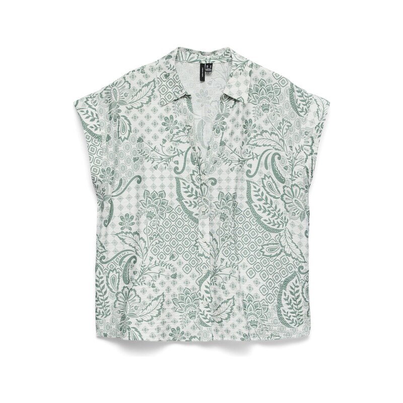 VERO MODA Halenka VMCILLE HILDA tmavě zelená / bílá