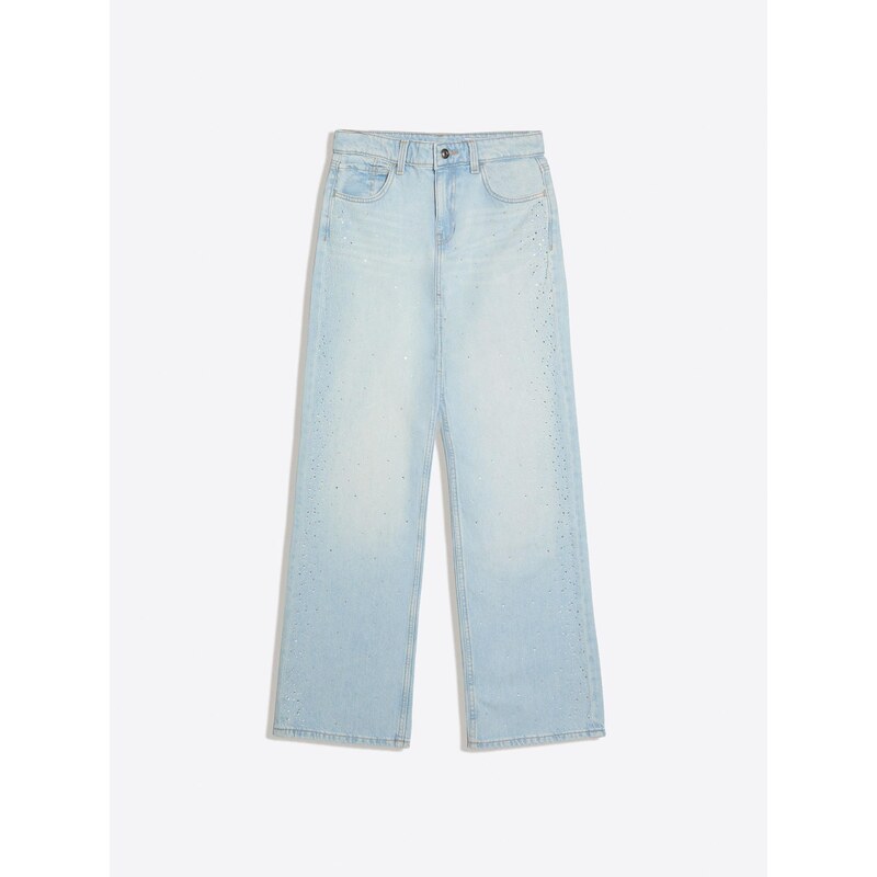 Bershka Džíny světlemodrá / stříbrná