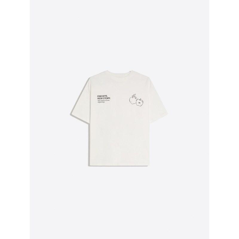 Bershka Tričko černá / bílá