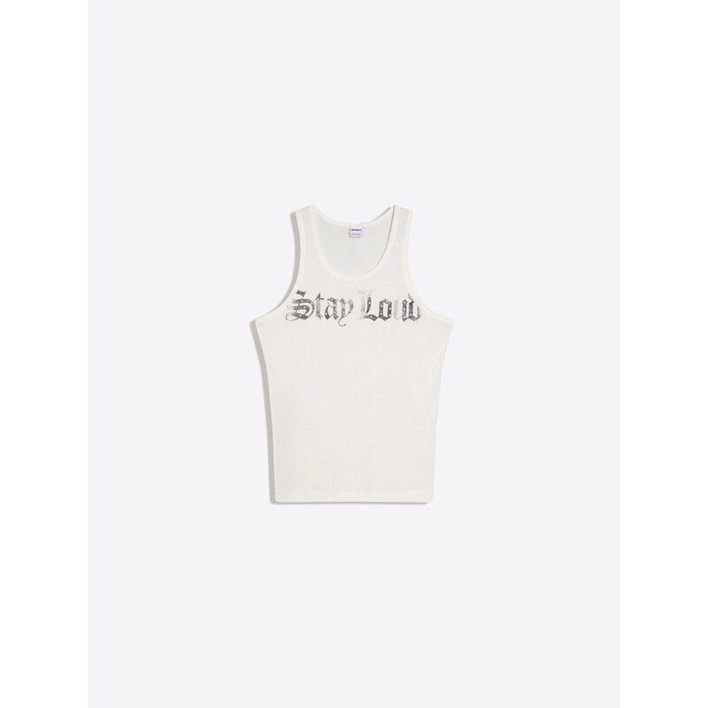 Bershka Tričko tmavě šedá / offwhite