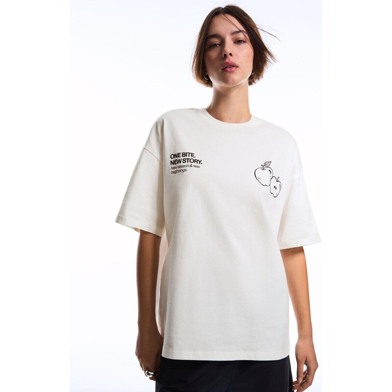 Bershka Tričko černá / bílá