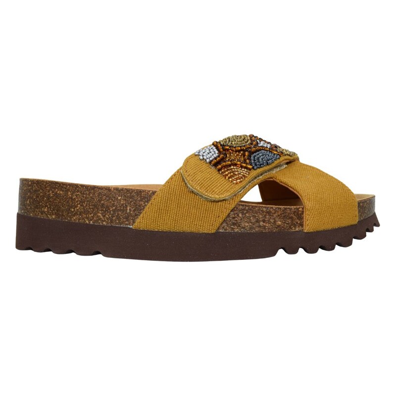Scholl dámské pantofle LA SERENA STRAP camel/multi 115194747