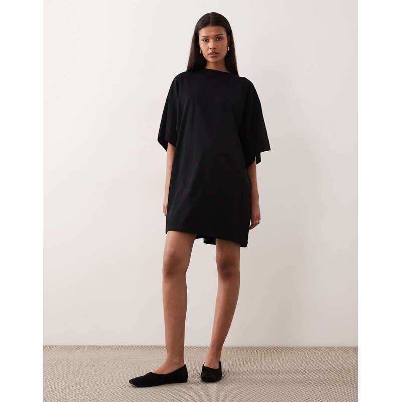 ASOS DESIGN batwing T-shirt mini dress in black