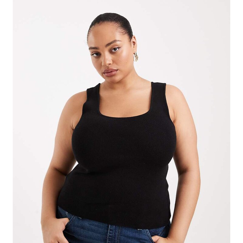 ASOS Curve ASOS DESIGN Curve cotton blend knitted scoop neck cami in 115354915