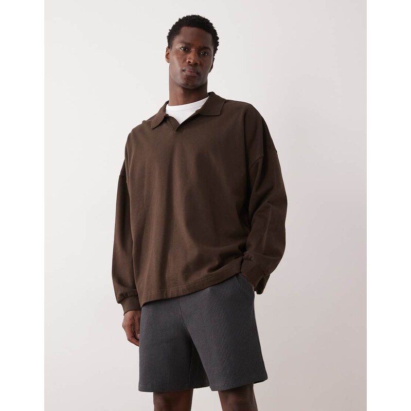 ASOS DESIGN oversized waffle texture jersey shorts in khaki