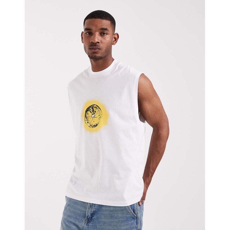 ASOS DESIGN oversized tank with The Stone Roses print in white