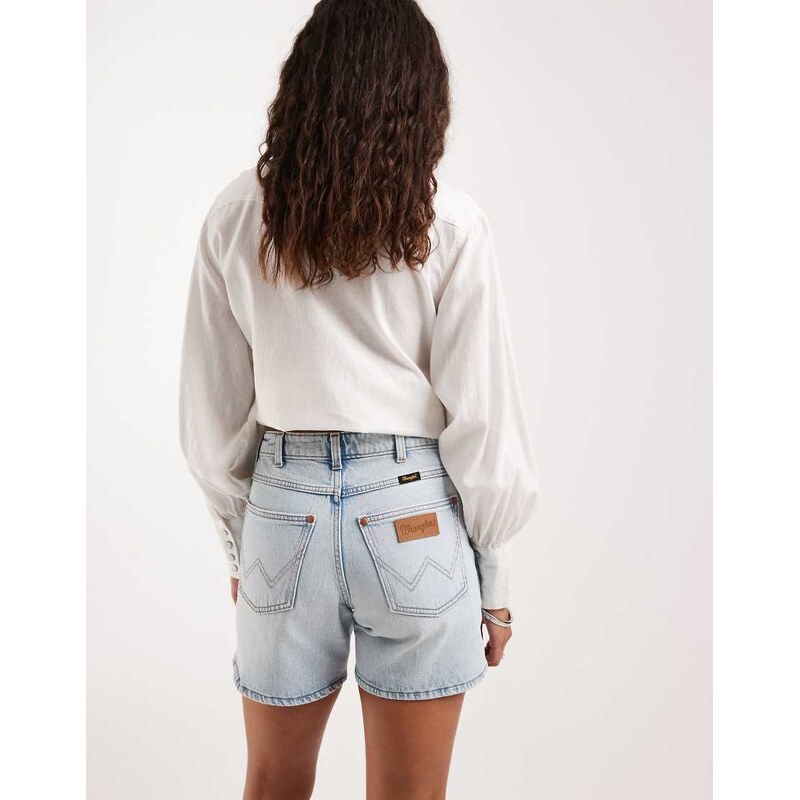 Wrangler cowboy denim shorts in light blue wash