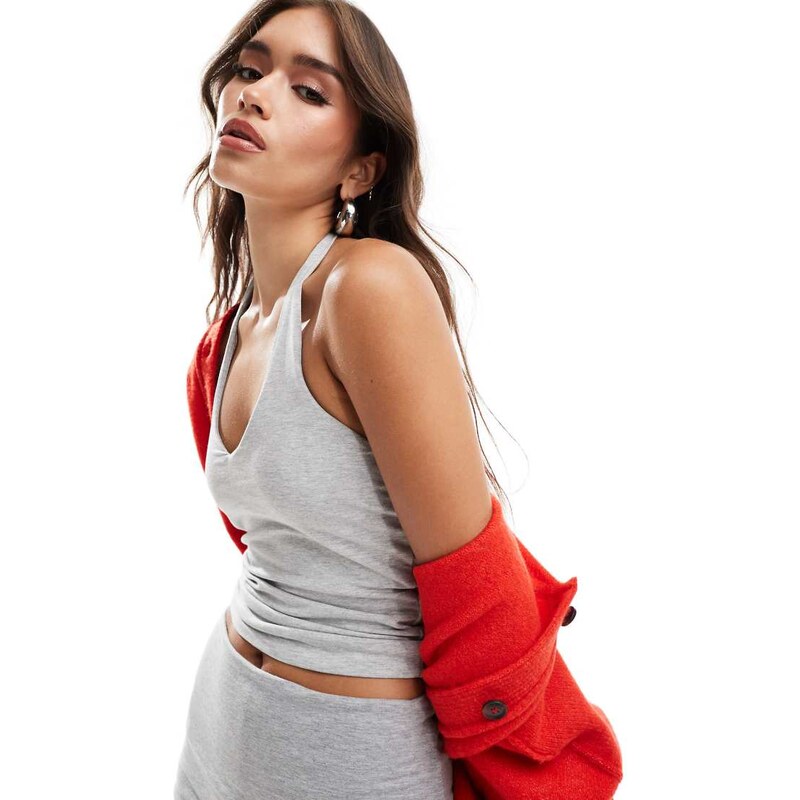 Cotton On All day v neck halter in grey