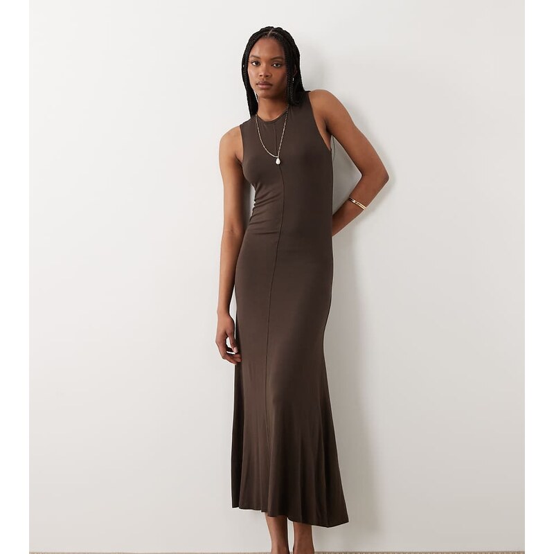 JDY Tall sleeveless midaxi dress in chocolate brown