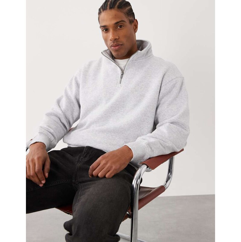 Cotton On 1/4 zip fleece sweatshirt in grey 115354974