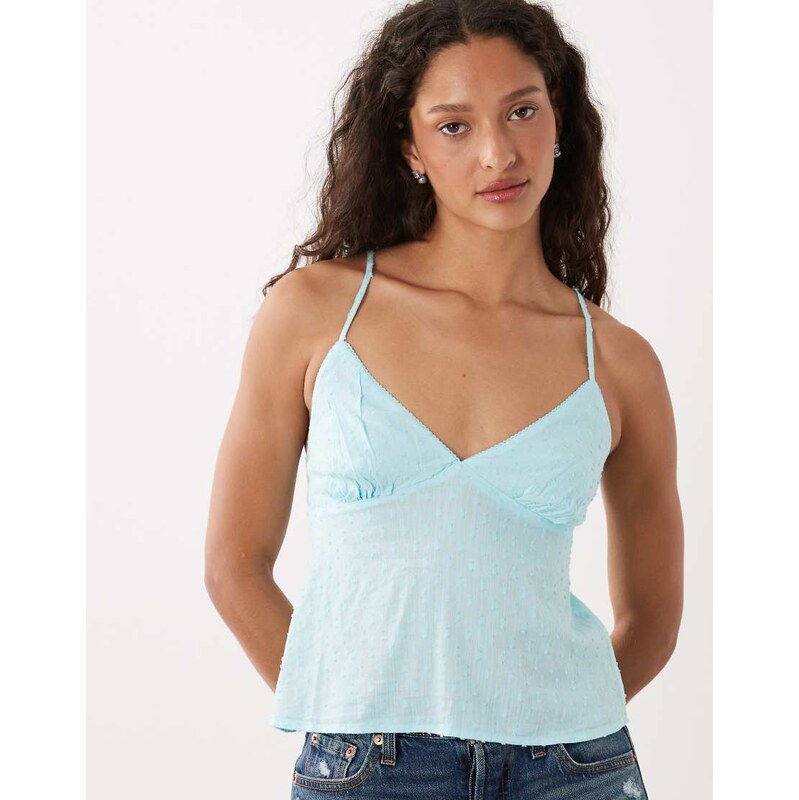 Cotton On micro polka dot cotton cami in lagoon blue