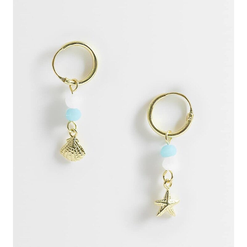 Kingsley Ryan gold plated stone and starfish charm hoops 115409229