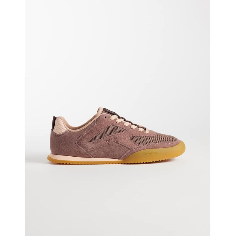 Calvin Klein mesh runner trainer in mocha brown