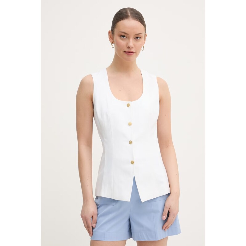 Tommy Hilfiger jednořadá vesta dámská se lnem