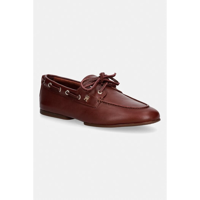 Tommy Hilfiger mokasíny dámské kožené TH SLEEK LEATHER BOAT SHOE