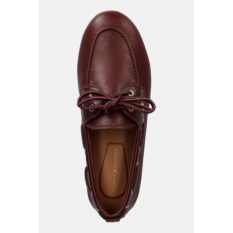 Tommy Hilfiger mokasíny dámské kožené TH SLEEK LEATHER BOAT SHOE
